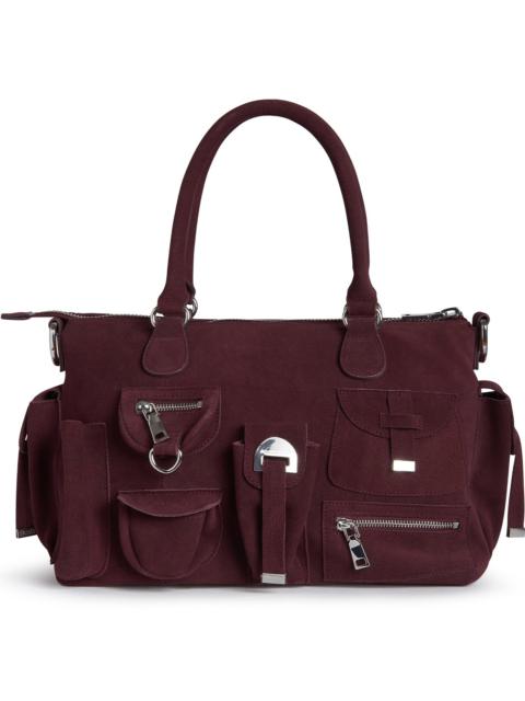 Suede Cargo Pocket Shoulder Bag