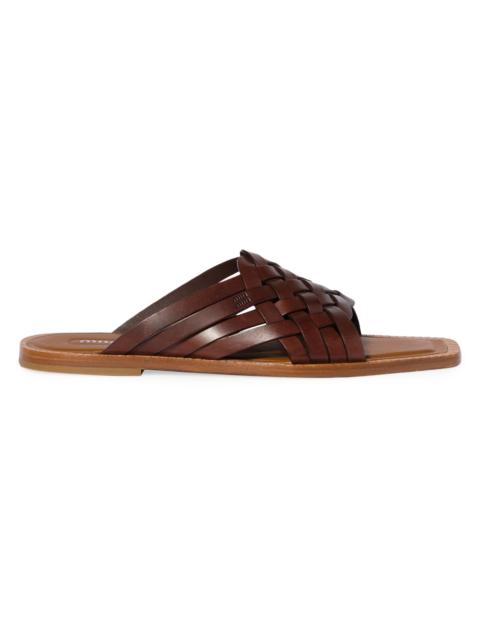 Women's Leather Slides - Brown