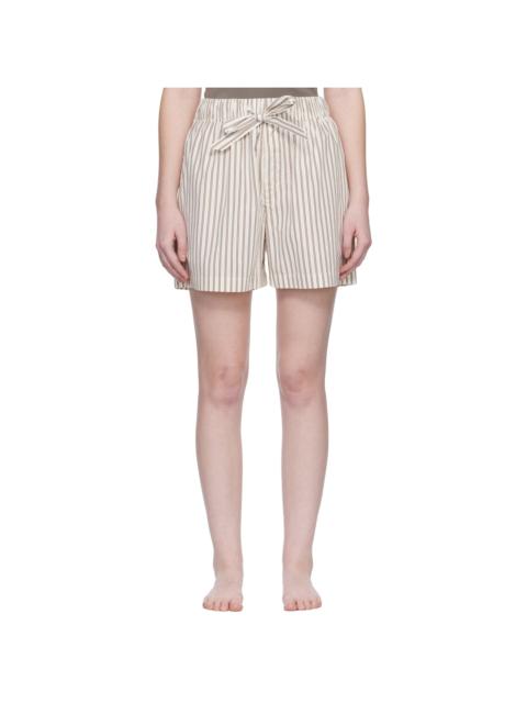 Off-White & Brown Poplin Pyjama Shorts