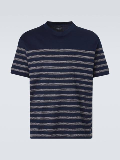 Striped cotton-blend T-shirt