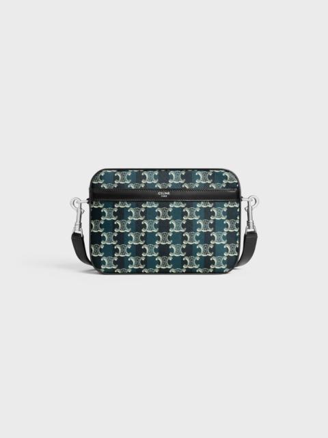 SMALL MESSENGER BAG IN STRIPED TRIOMPHE CANVAS AND CALFSKIN