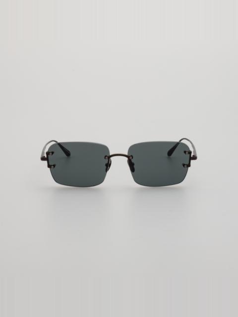 Sasha Square Sunglasses in Black and Matt Nickel