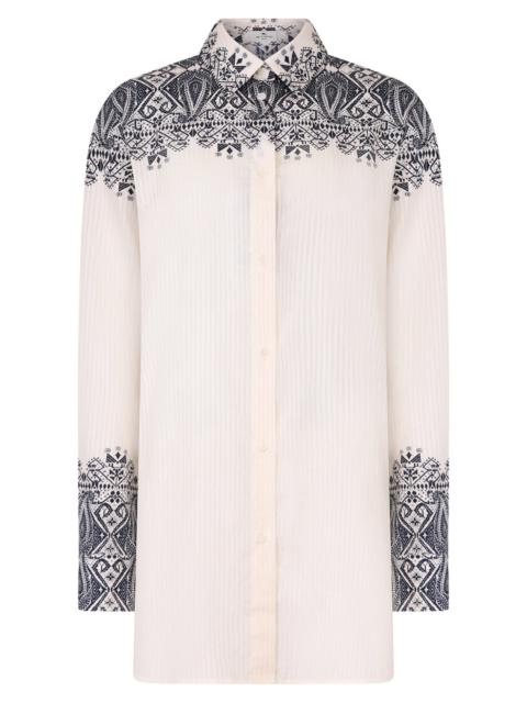 PAISLEY FRINGE BUTTON UP SHIRT |  BIANCO