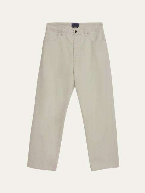 Men's Ivory Denim Straight-Leg Jeans