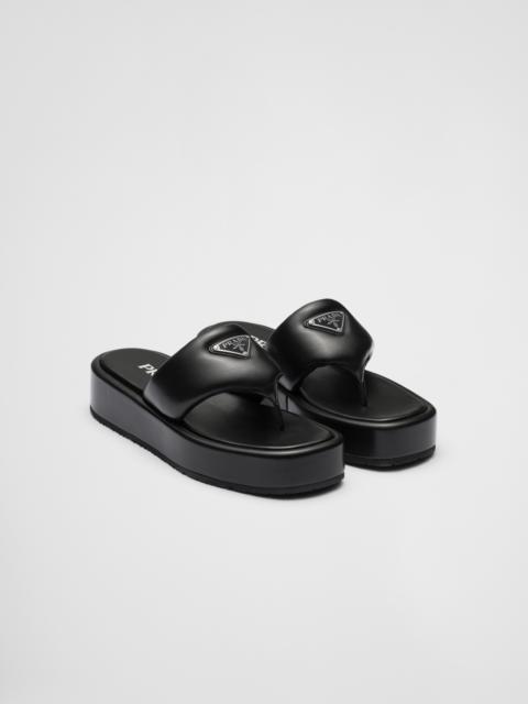 Prada Soft padded nappa leather thong wedge sandals