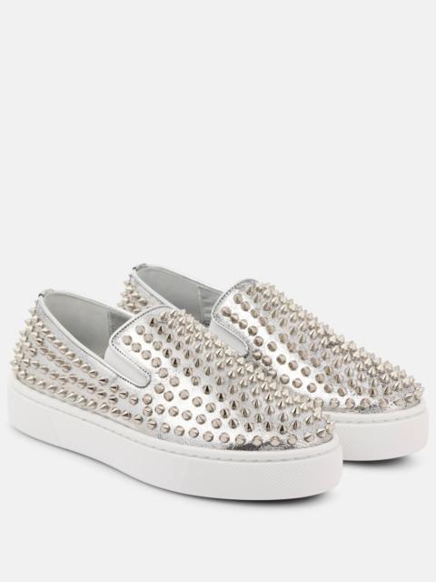 Spikeboat metallic leather slip-on sneakers
