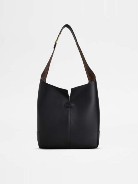 TOD'S DI BAG FOLIO SHOULDER BAG IN LEATHER LARGE - BLACK