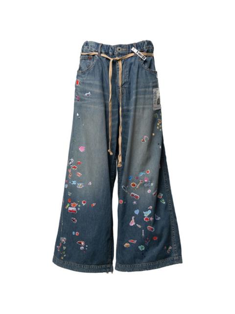 sticker wide-leg jeans