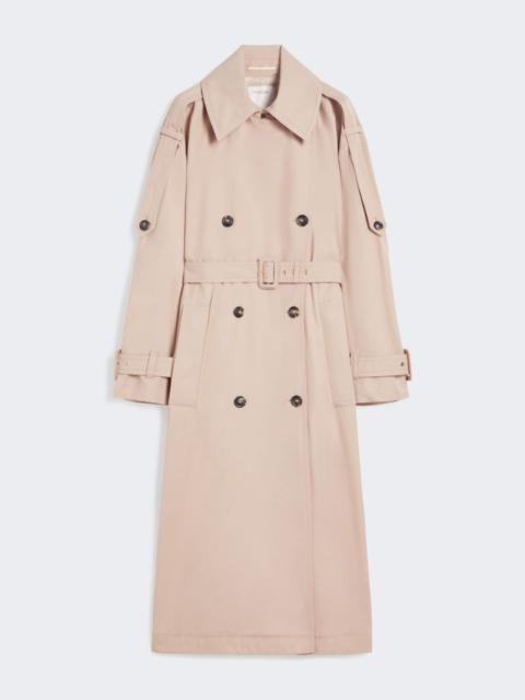 Long water-repellent twill trench coat - beige