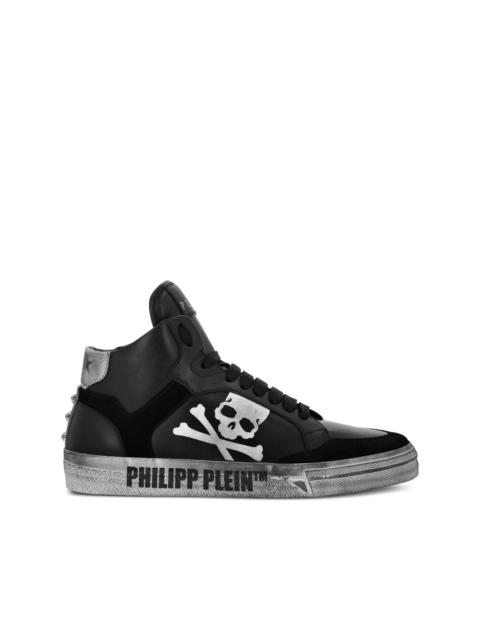 skull-motif hi-top sneakers