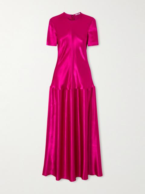 Clodia Pleated Textured-satin Maxi Dress