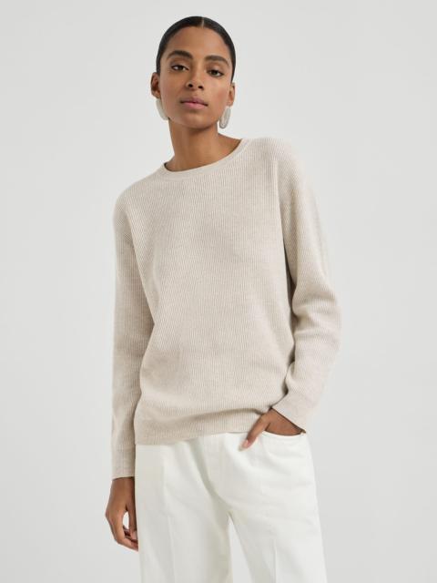 Cashmere English rib sweater with monili