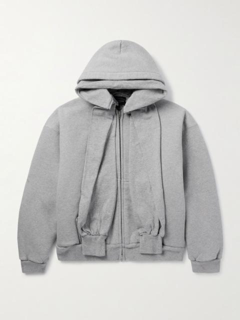 Incognito Oversized Layered Stretch-Cotton Jersey Zip-Up Hoodie Gray