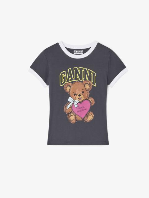 BLACK CROPPED TEDDY T-SHIRT