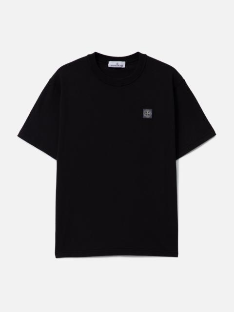ORGANIC COTTON JERSEY 'FISSATO' EFFECT SHORT SLEEVE T-SHIRT