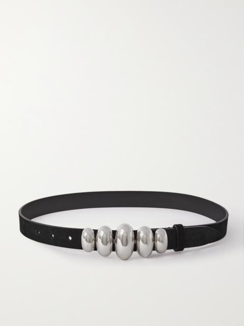 Fuzz Embellished Nubuck Belt