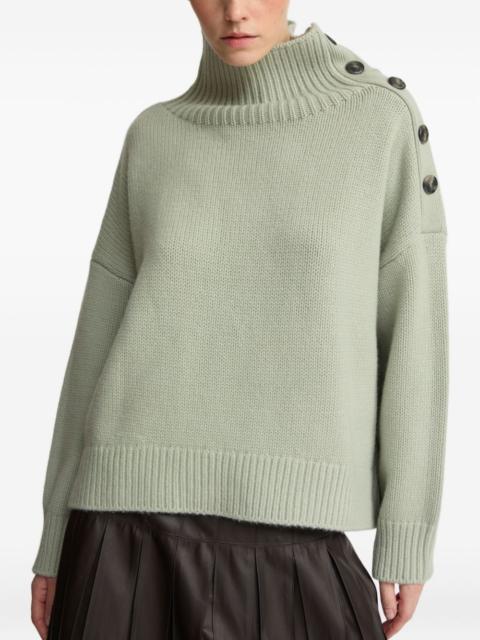 high-neck button-detail sweater