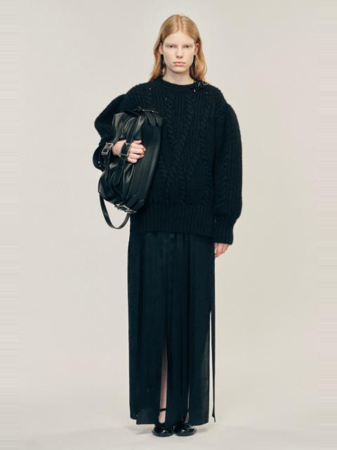 Embellished Puff Sleeve Chunky Knit Jumper