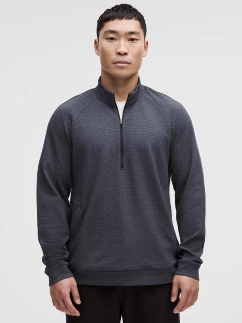 Textured Double-Knit Cotton Half Zip