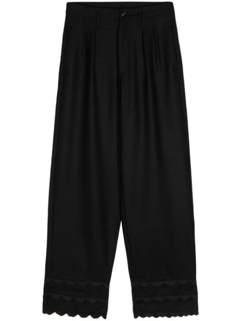 scallop-detailing wool trousers