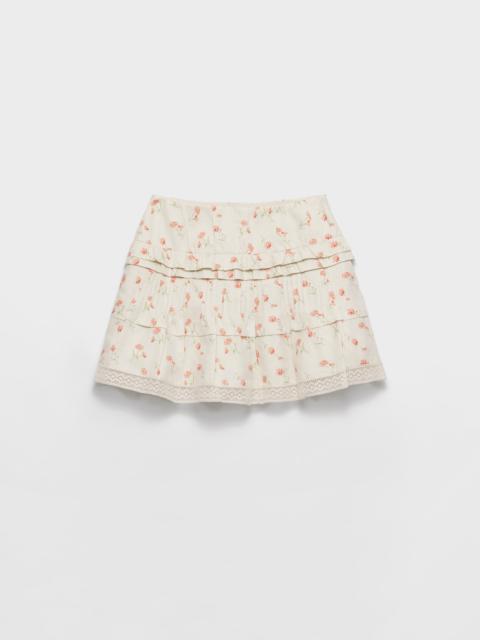 Floral print linen miniskirt