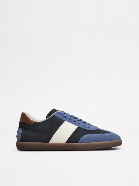 TOD'S TABS SNEAKERS IN SUEDE E NUBUCK - BLUE, WHITE, BROWN