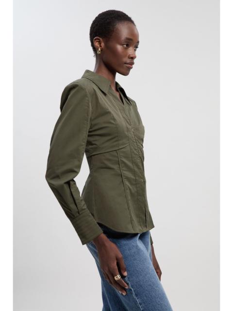 Pleated Detail Cotton Woven Long Sleeve Shirt