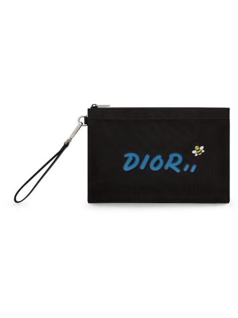 Dior x Kaws Pouch Blue Logo Nylon Black