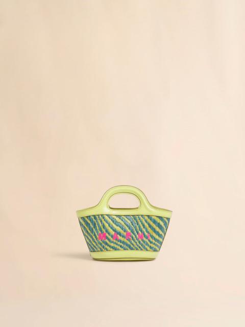 GREEN WAVY RAFFIA-EFFECT TROPICALIA MICRO BAG