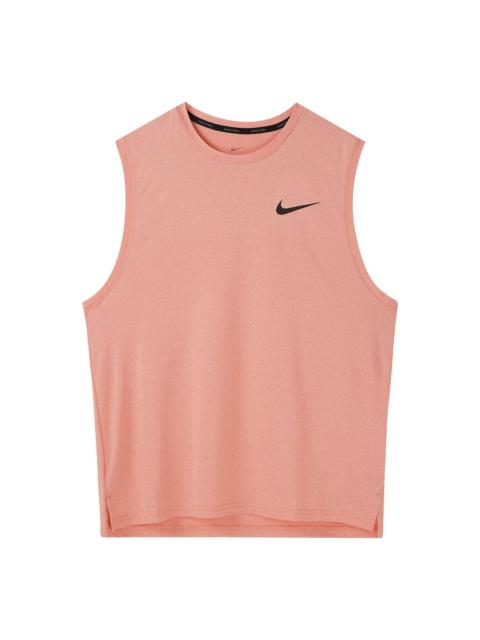 Men's Nike Solid Color Logo Quick Dry Breathable Sports Training Madder Root Brown Vest CZ1185-827