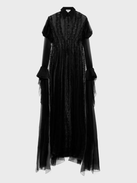 CHIFFON AND LACE SHIRT DRESS