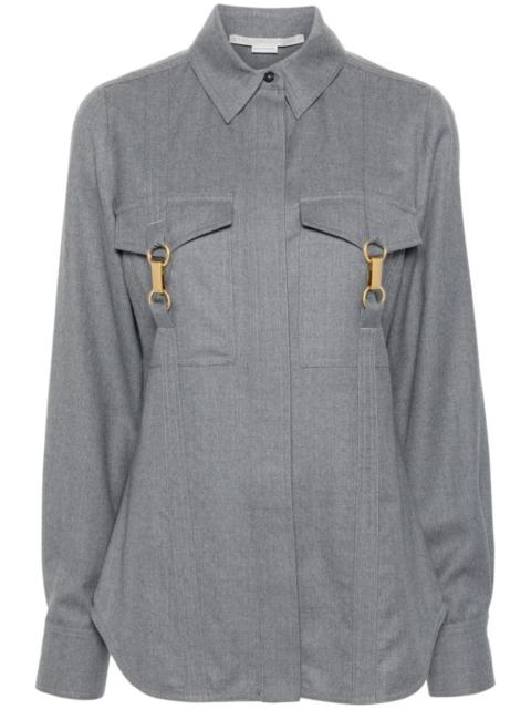 clasp-embellished wool shirt