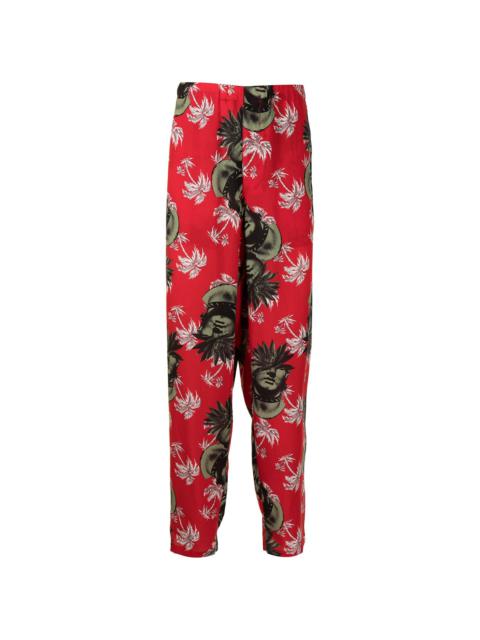 printed straight-leg trousers
