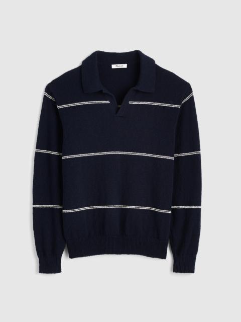 Johnny-Collar Sweater Polo in Textured Cotton