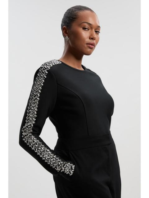 Plus Size Figure Form Bandage Knit Embellished Top