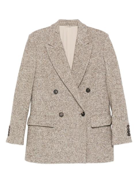 double-breasted tweed jacket