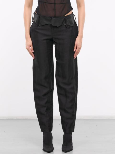 Gabardine Leather Detail Pants