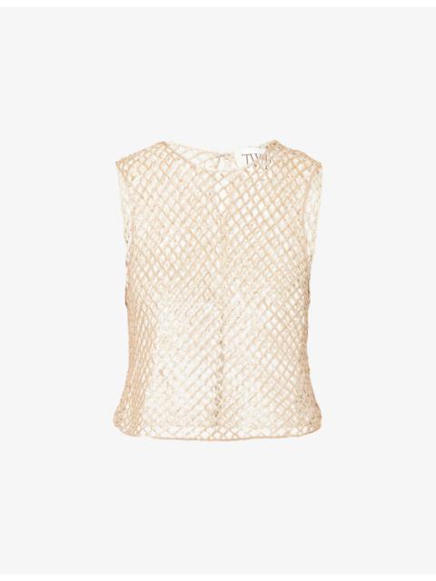 Sequined Muscle Sleeveless Cotton-Knit Top