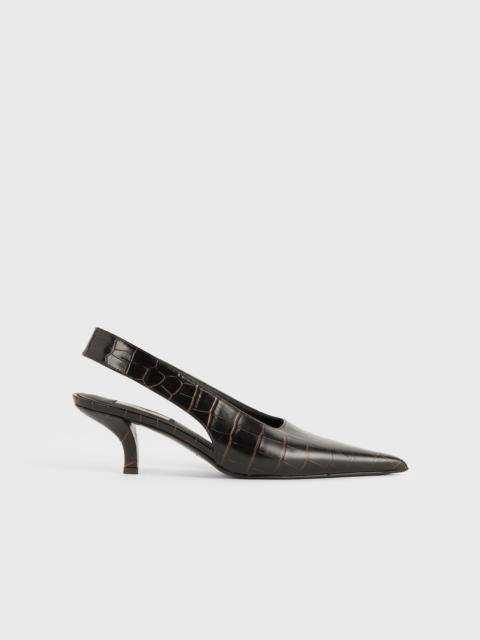 Classic croco-embossed slingbacks dark brown