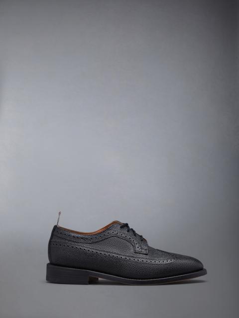Classic Longwing Brogue Flat In Black Pebble Grain