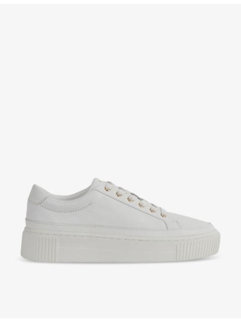 Leanne grained-leather low-top trainers