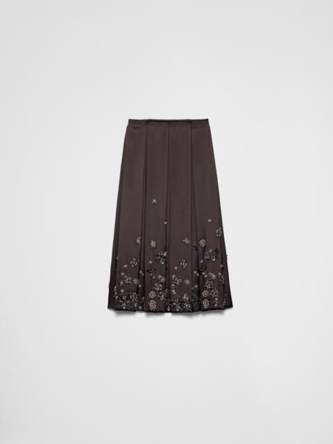 Embroidered silk and wool skirt