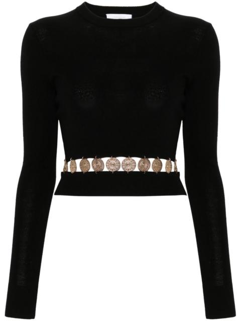 ribbed-knit studded top