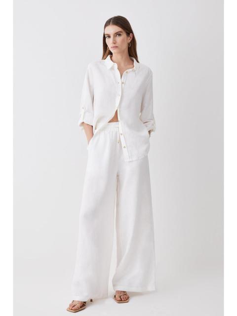 Linen Wide Leg Woven Trouser