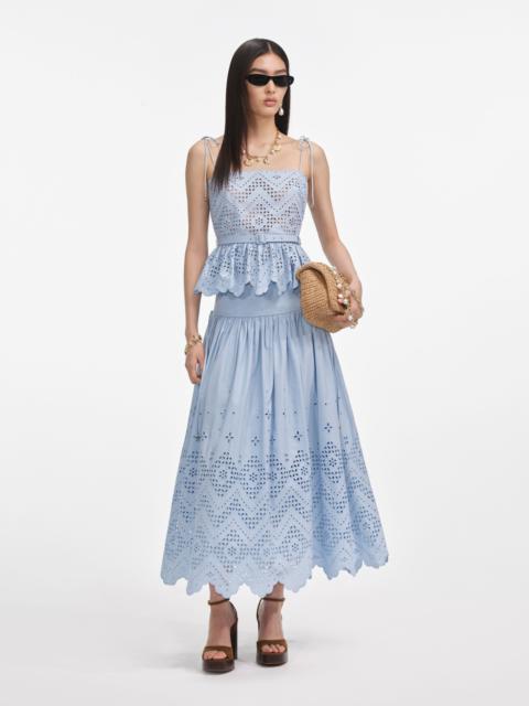 Blue Cotton Broderie Top