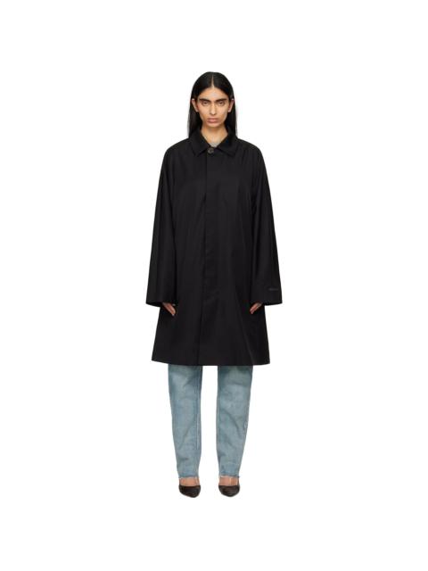 Black Nylon Wool Car Coat