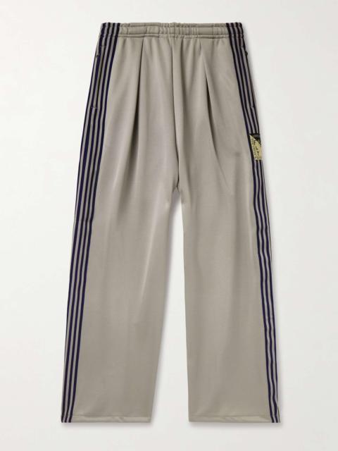 Straight-Leg Pleated Appliquéd Striped Tech-Jersey Track Pants