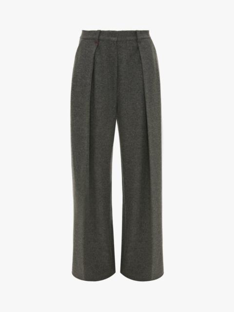 Wide Leg Trouser In Grey Melange