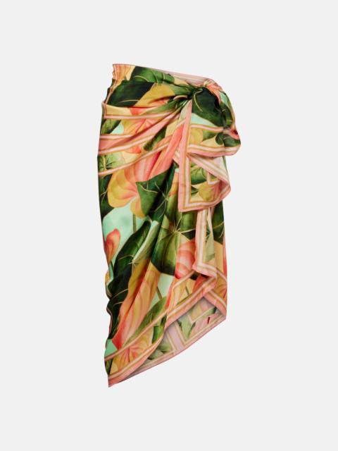 Anturium Leaves satin beach cover-up