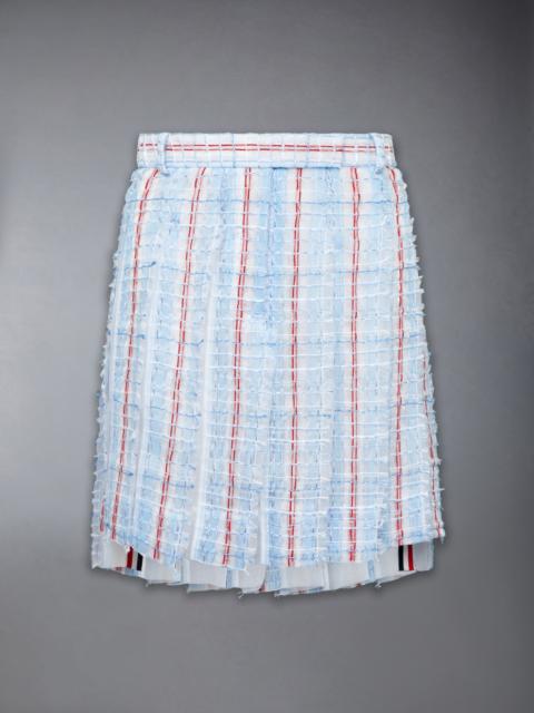 STRIPED SHEER TWEED LOW RISE PLEATED SKIRT